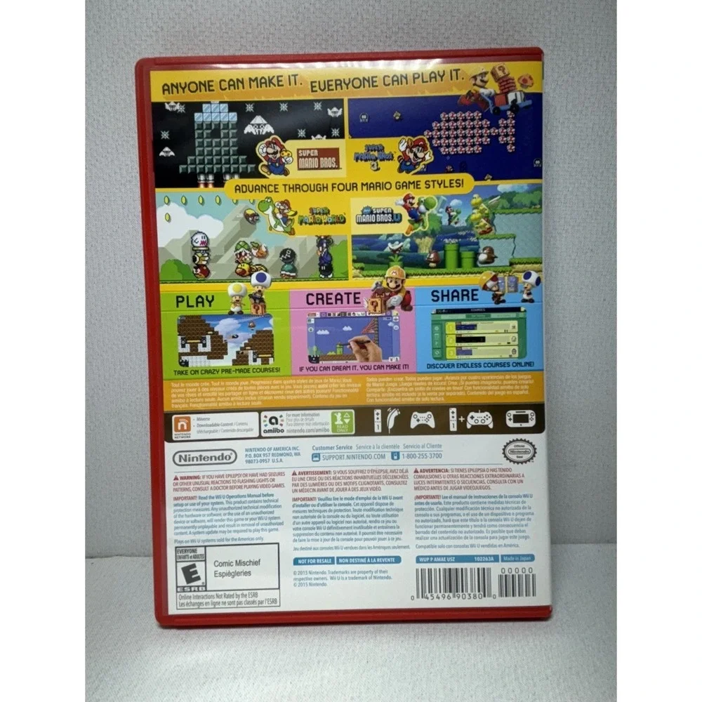 Super Mario Maker (Nintendo Wii U, 2015) (250140)